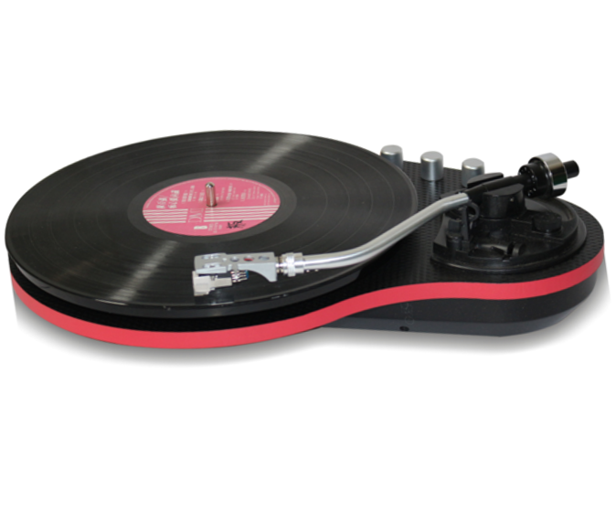 Turntable with BT transmitter, magnetic cartridge,  turntable pitch control & built-in speaker