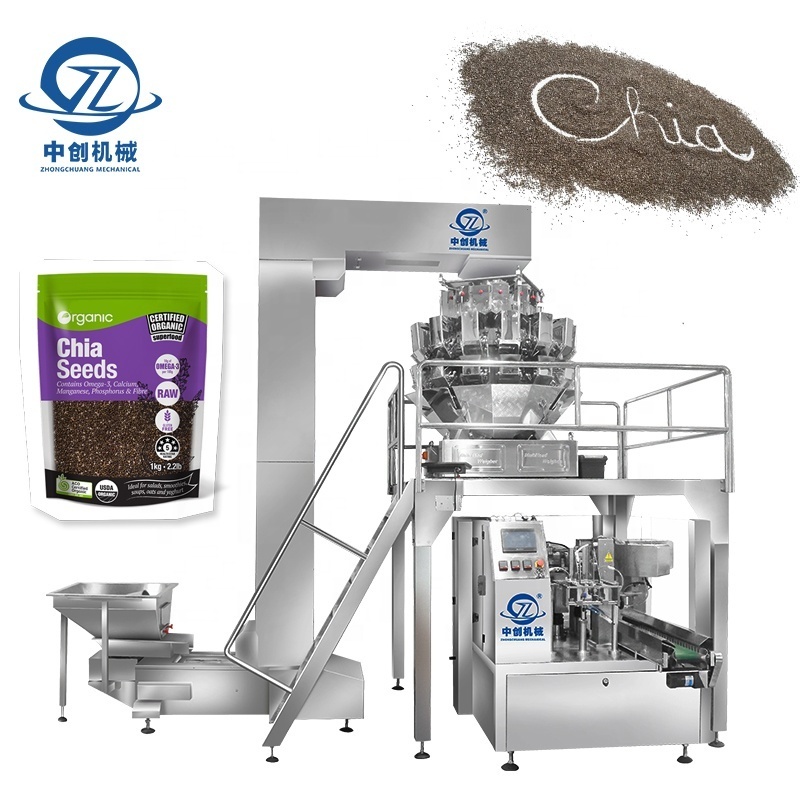 Automatic Pre-made Bag Granule Cardamom Pumpkin Melon Seeds Nuts Chia Seeds Standing Pouch Filling Sealing Packaging Machine