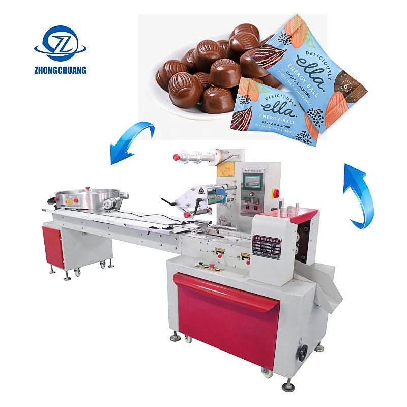 High Speed Flow Pack Small Cotton Soft Hard Lollipop Pillow Small Wrapping Packaging Machinery Candy Horizontal Packing Machine