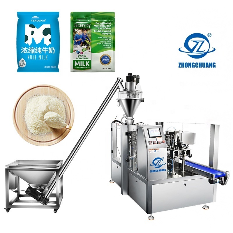 Factory Price Premade Bag Flour Packaging Machinery Zipper Pouch Filling Coffee Milk Automatic Doypack Powder Packing Machine