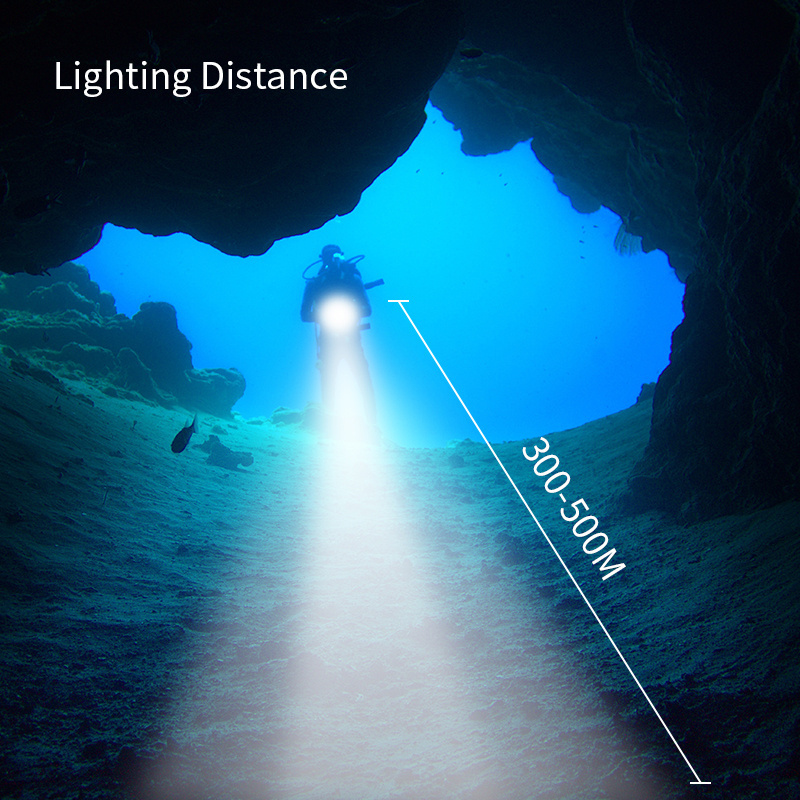 Diving strong light flashlight red and blue deep sea photography fill light strong light waterproof flashlight 80 meters underwa