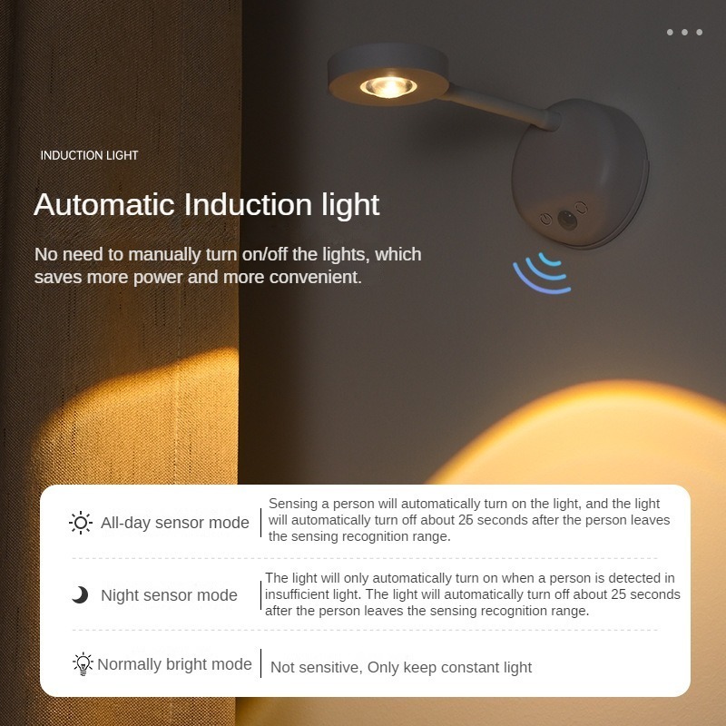 led wall lamp bedroom rotatable wall sconce lighting indoor modern usb rechargeable bedside light remote control night lamp