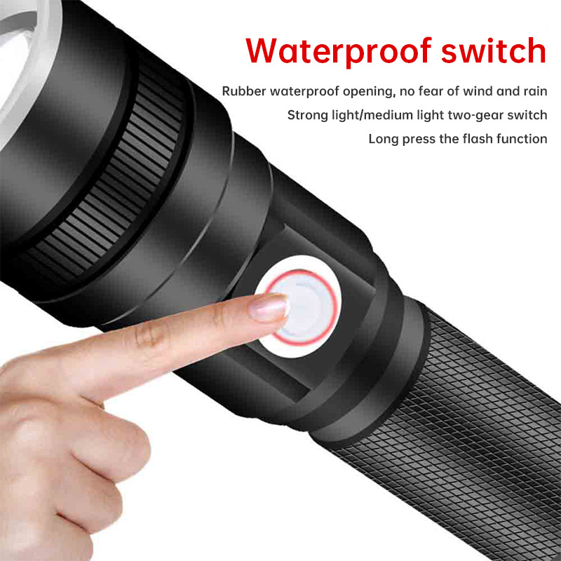 USB rechargeable flashlight 800 lumens outdoor led zoom mini portable light