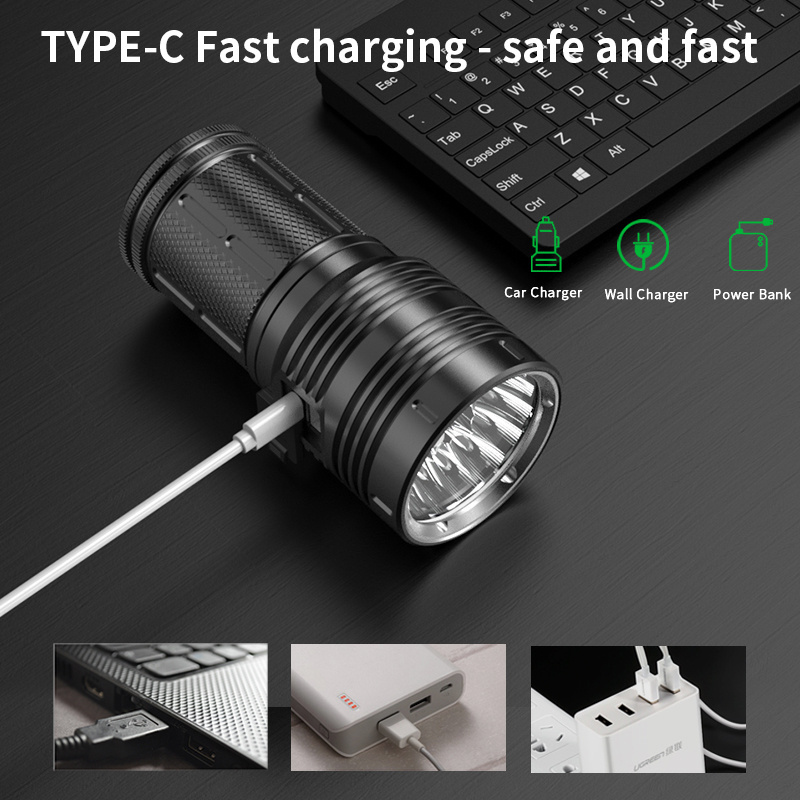 18pcs led high-power small steel cannon glare flashlight USB rechargeable searchlight patrol power bank flashlight