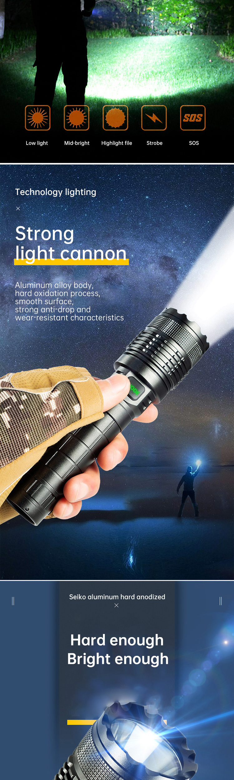 L2 outdoor glare flashlight rechargeable high-power long-range searchlight household emergency flood control glare flashlight