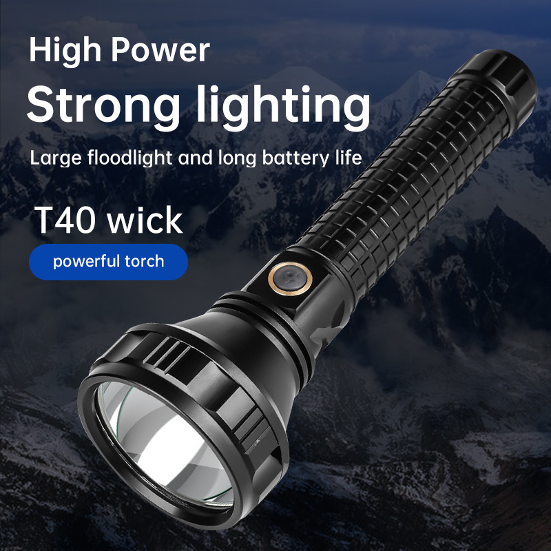 2022 new strong light flashlight SST40-20W lamp beads USB rechargeable long-range patrol searchlight long large flashlight