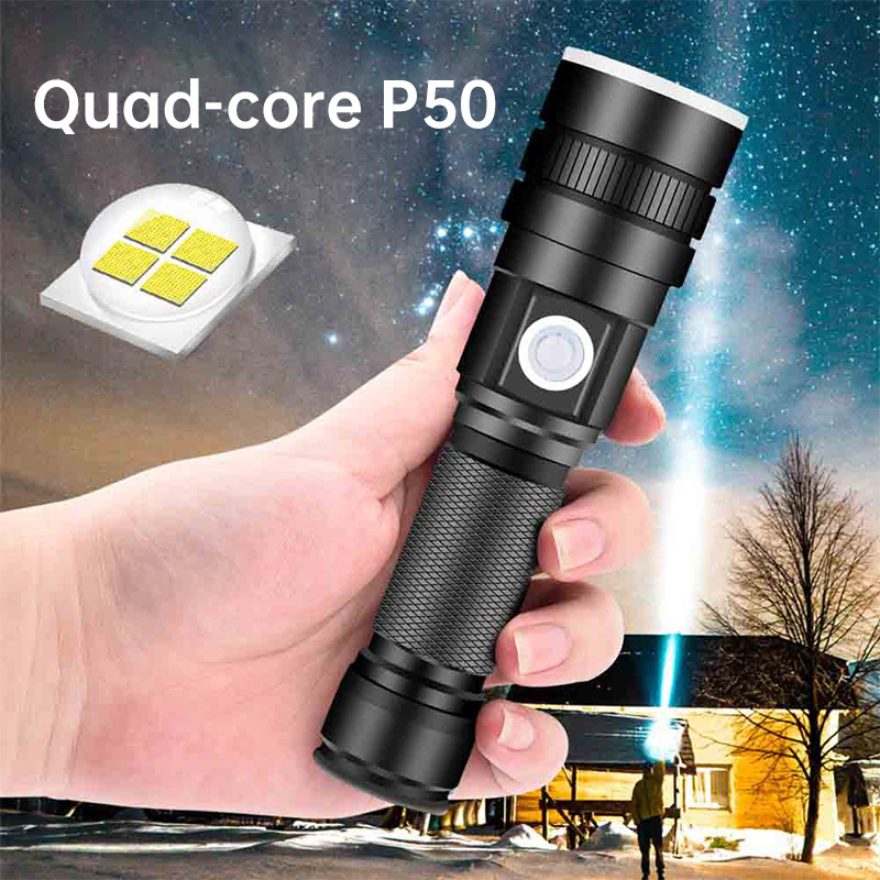 USB rechargeable flashlight 800 lumens outdoor led zoom mini portable light