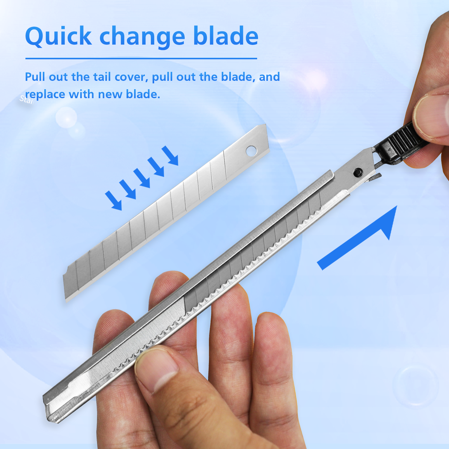 ZY-105 Custom Stainless Steel Metal Handle Utility Knife 9mm Sk5 Snap off Blade Knife Office Cutter Knives