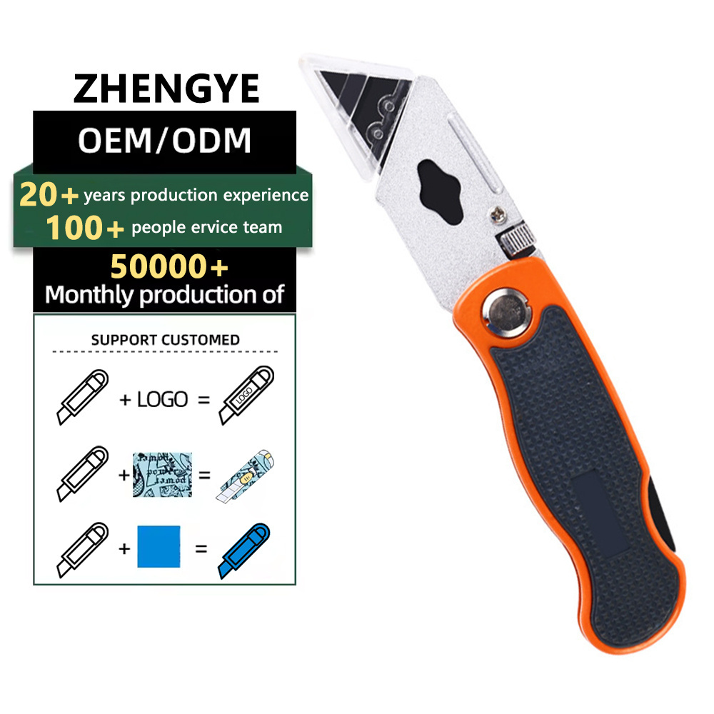 ZY-FK05 Heavy-duty Zinc & Rubber Handle Folding Blade Utility Knives Pocket Knife Portable Folding Knife