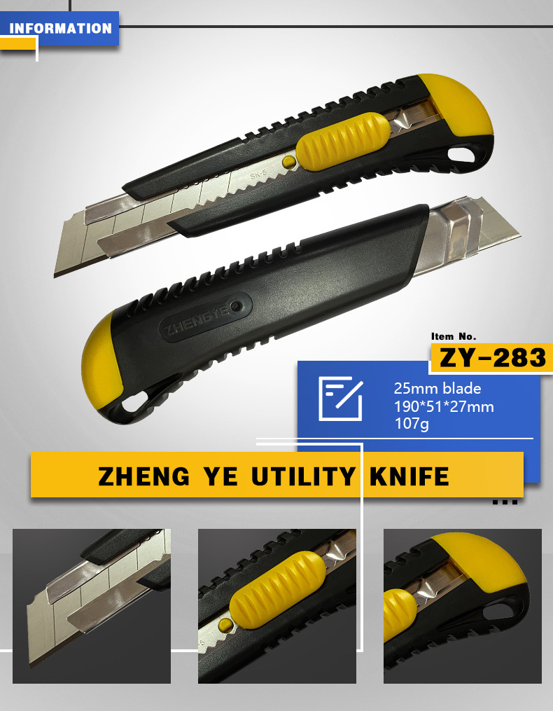 Heavy duty 25mm cutting knife box cutter utility knife for cutting vinyl floor-ing, roofing shingles and building materials