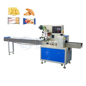 Flow Pack Machine Ice Lolly Popsicle Chocolate Candy Biscuit Cookie Flowpack Packaging Pillow Horizontal Bread Packing Machine