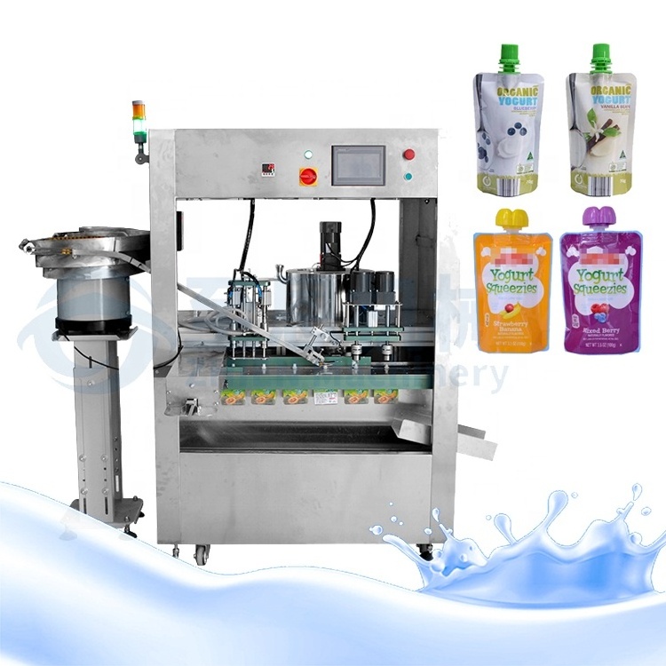 High Speed Automatic Premade Pouch Dpypack Packaging Machine Liquid Cream Yogurt Milk Spout Capping Filling Machine