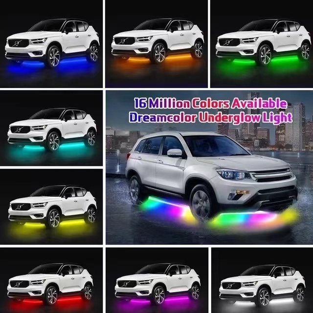 6x Car Underglow Flexible Strip LED Remote /APP Control RGB 5050 SMD Car streamer chassis light Magic ambiance lights