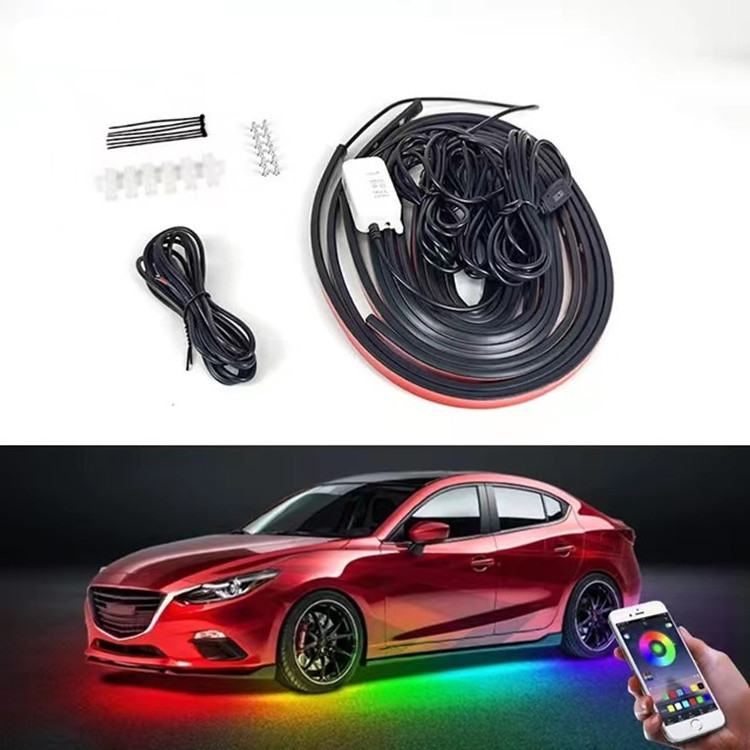 6x Car Underglow Flexible Strip LED Remote /APP Control RGB 5050 SMD Car streamer chassis light Magic ambiance lights