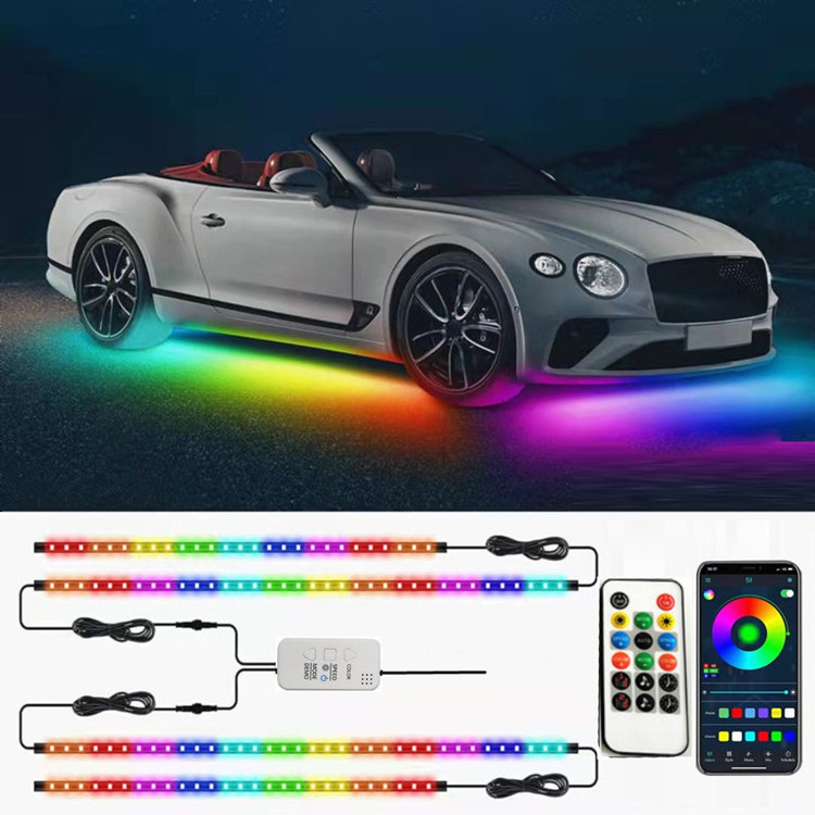 6x Car Underglow Flexible Strip LED Remote /APP Control RGB 5050 SMD Car streamer chassis light Magic ambiance lights