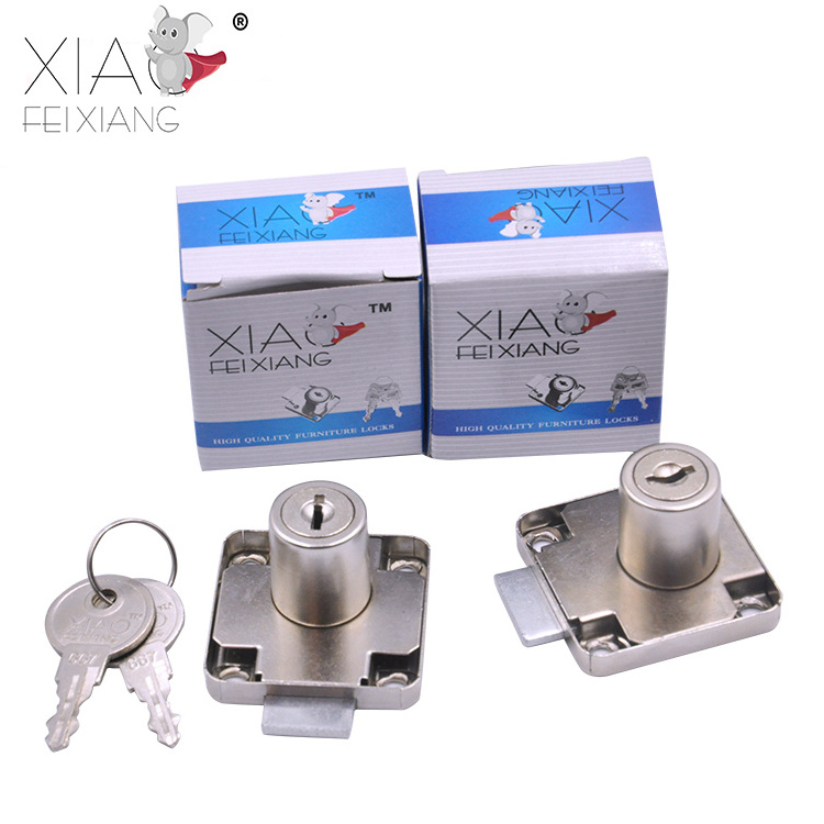 Hot selling furniture drawer lock with two keys nickel plated square lock metal hidden drawer lock