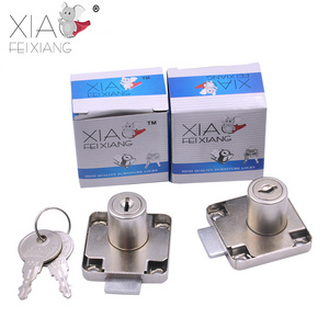 Hot selling furniture drawer lock with two keys nickel plated square lock metal hidden drawer lock