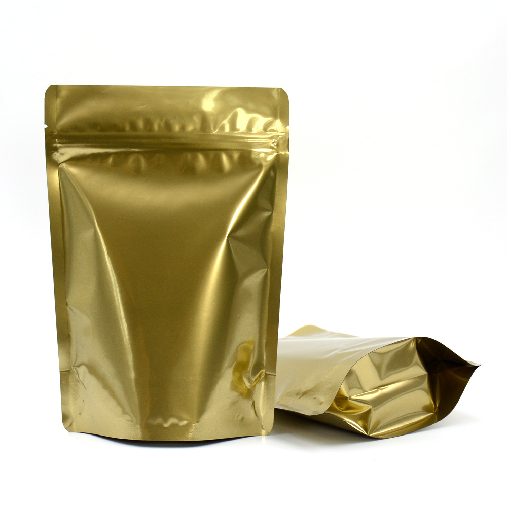 Mylar Bags Wholesale 1kg Aluminium Foil Empaques Bags Food Grade Zip Lock Packaging Golden Stand Up Pouch