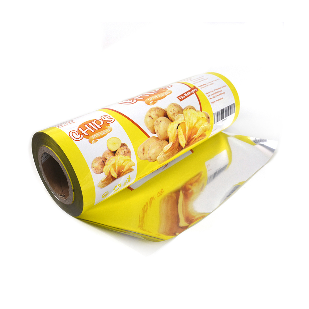 Aluminum foil food packaging film / plastic printed laminated packing film roll for potato chips