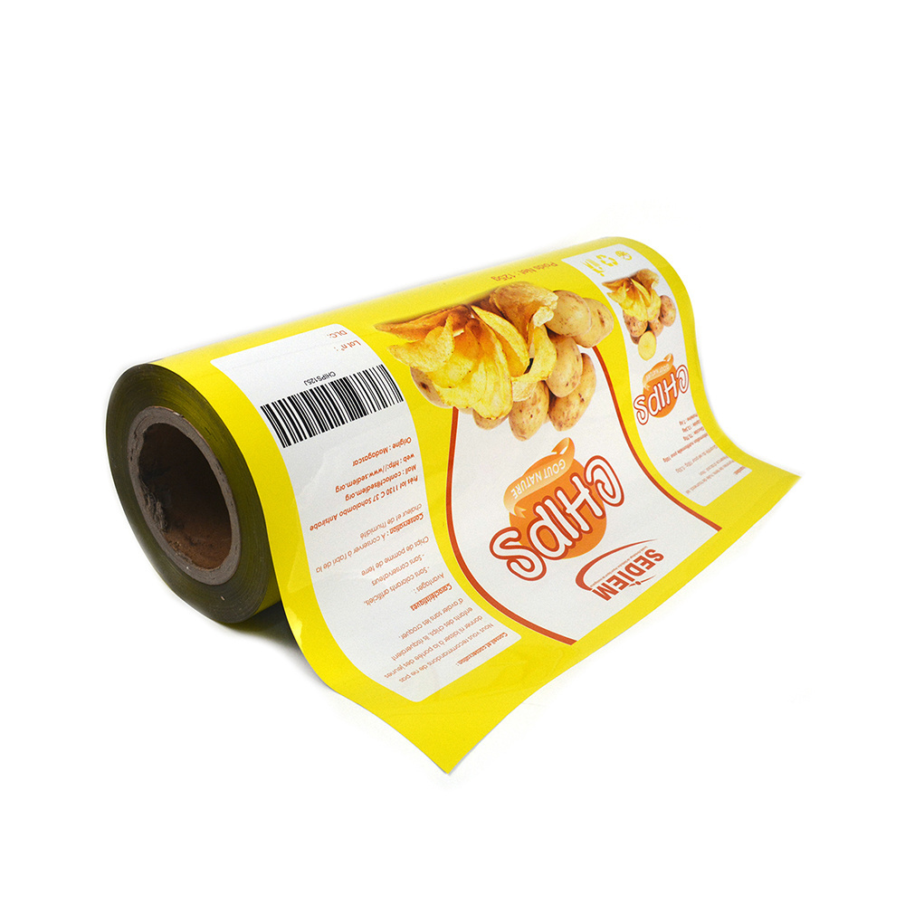 Aluminum foil food packaging film / plastic printed laminated packing film roll for potato chips