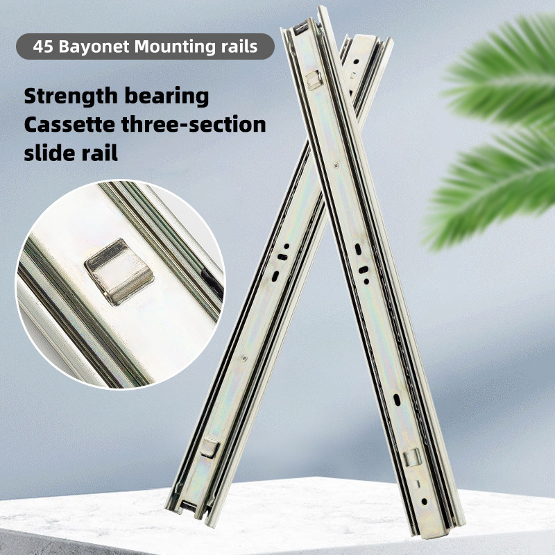 45 Bayonet Mounting Non Locking Metal Ball Bearing Drawer slide Tool Box Slides Furniture Sliders