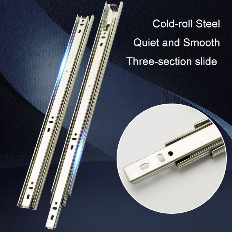 China 3-fold ball bearing slide telescopic channel 16 inch floor mount drawer slides