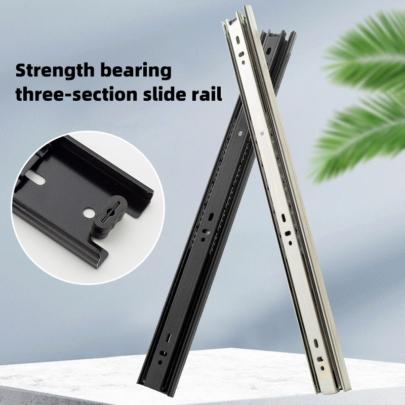 telescopic channel drawer slide steel ball bearing 3 fold telescopic cabinet drawer rails