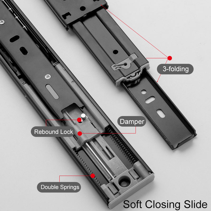 wholesale high quality slim drawer rail drawer slide 45 mm steel soft close telescopic channel