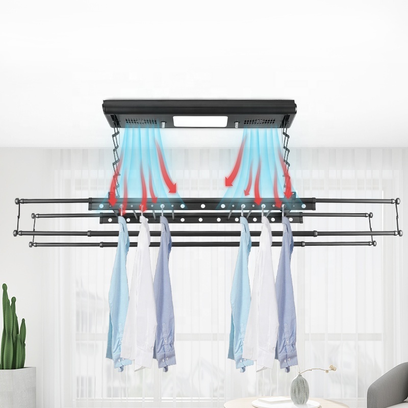 modern Folded Hanger Adjustable Intelligent Lift Cloth Rack Electric Ceiling Mount Heated Garment Drying Rack 220V/110V 220