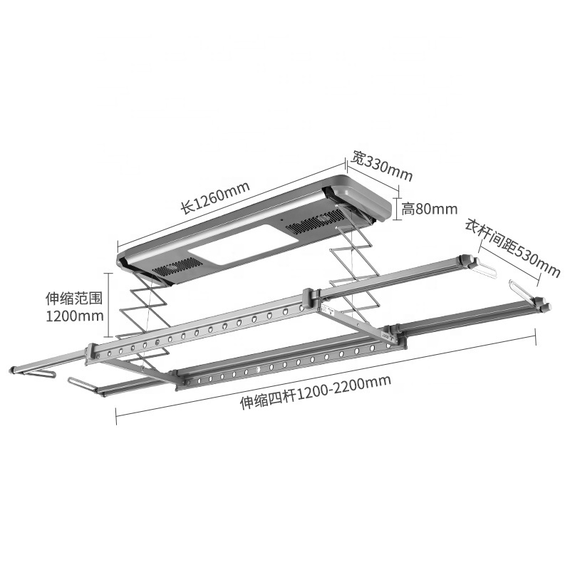 Oem Retractable Electric Laundry Rack Clothes Drying Ceiling Mounted Ce Rohs Clothes Drying Rack For Boutique