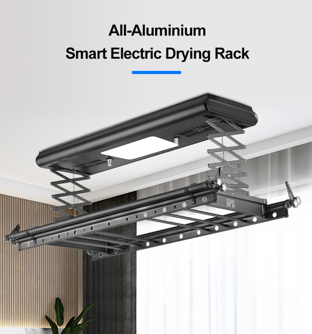 Low Price Retractable Electric Laundry Rack Clothes Drying Ceiling Mounted Metal Smart Clothes Drying Rack For Boutique