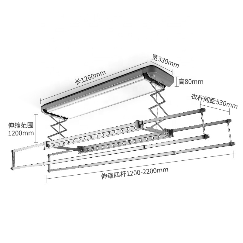 Oem Retractable Electric Laundry Rack Clothes Drying Ceiling Mounted Ce Rohs Clothes Drying Rack For Boutique