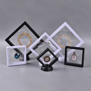 Wholesale 3D Floating Frame Bracelet Necklaces Ring Jewellery Display Case Transparent PE Film Storage Jewelry Box Packaging