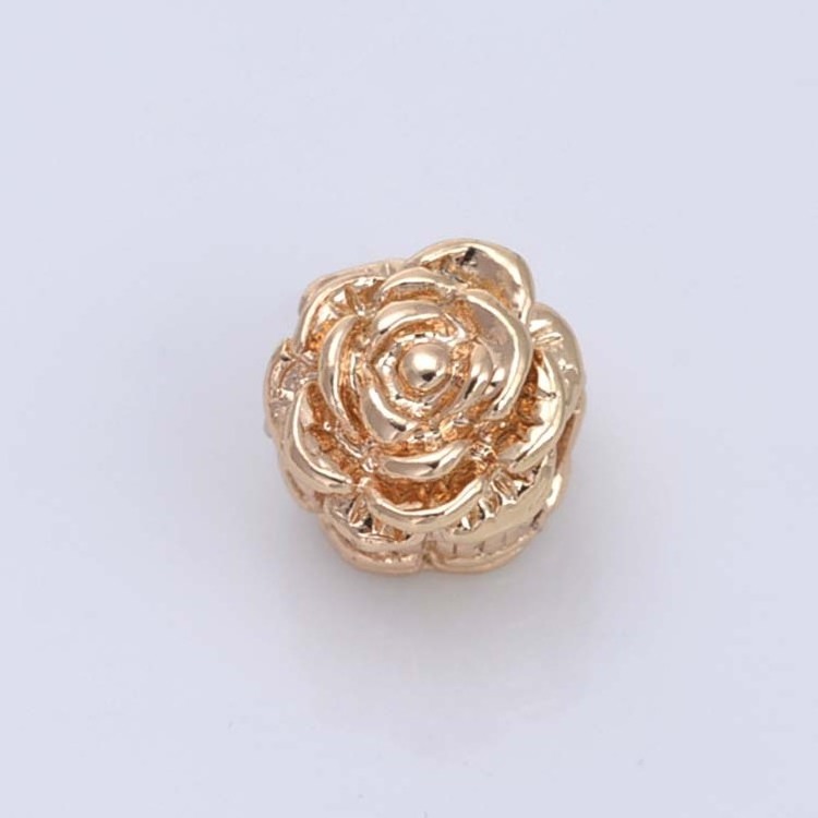 DIY bracelet spacer accessories wholesale copper double-sided rose pattern large hole hollow spacer beads 4.2mm large hole beads