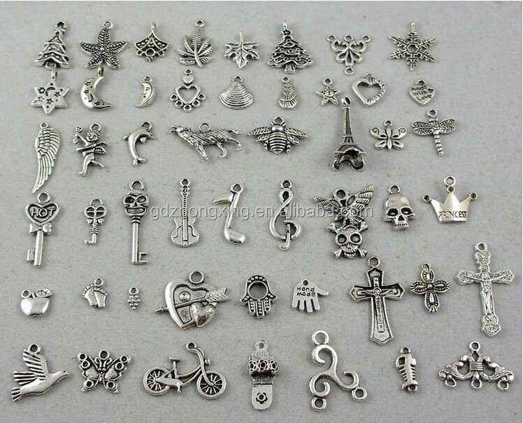 Wholesale 50pcs Bulk Lots Tibetan Silver Plated Mixed vintage Pendants Charms Jewelry