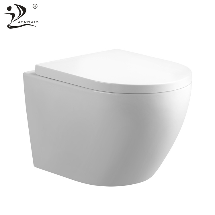 ZHONGYA Oem european style wall mounted inodoro bathroom washdown wc ceramic wall hung toilet