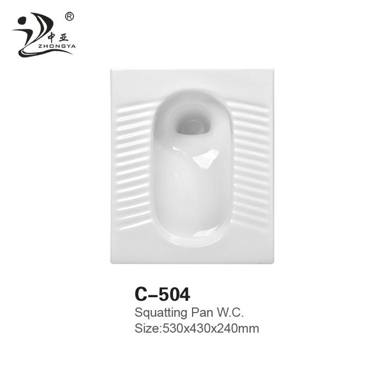 Hotel bathroom water tank squatting pan lavatory square cheap ceramic asian squat toilet pan