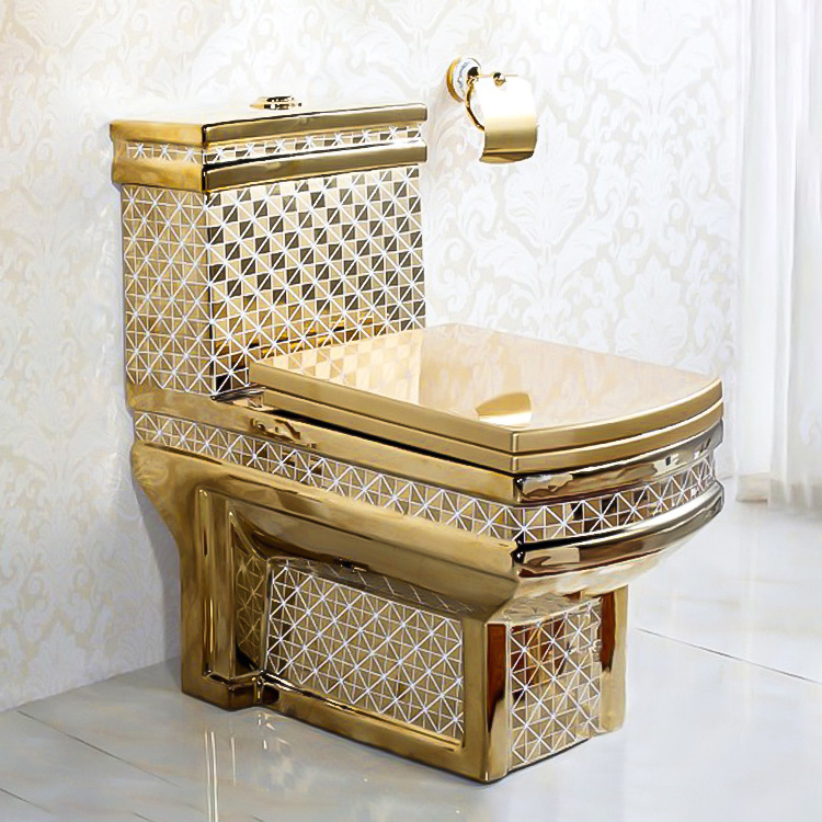 ZHONGYA Chinese sanitary ware bathroom ceramic Luxury golden colored toilet gold wc toilet Hot sale gold toilet