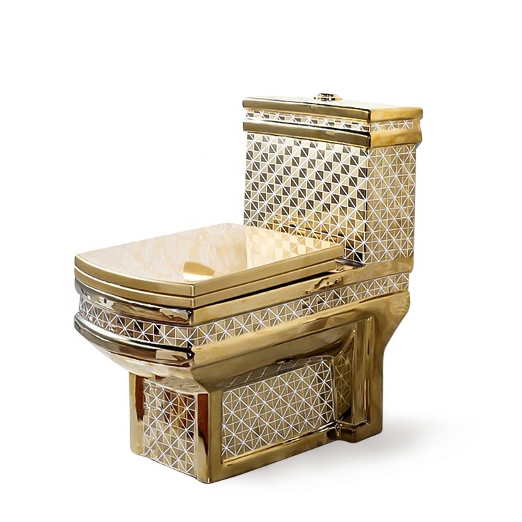 ZHONGYA Chinese sanitary ware bathroom ceramic Luxury golden colored toilet gold wc toilet Hot sale gold toilet