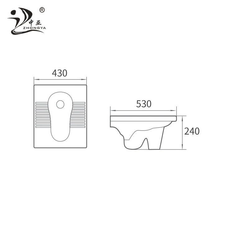 Hotel bathroom water tank squatting pan lavatory square cheap ceramic asian squat toilet pan