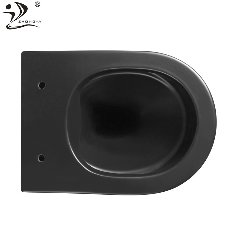 ZHONGYA Oem cheap price bathroom matt black toilet inodoro ceramic round p trap wall hung toilets for hotel