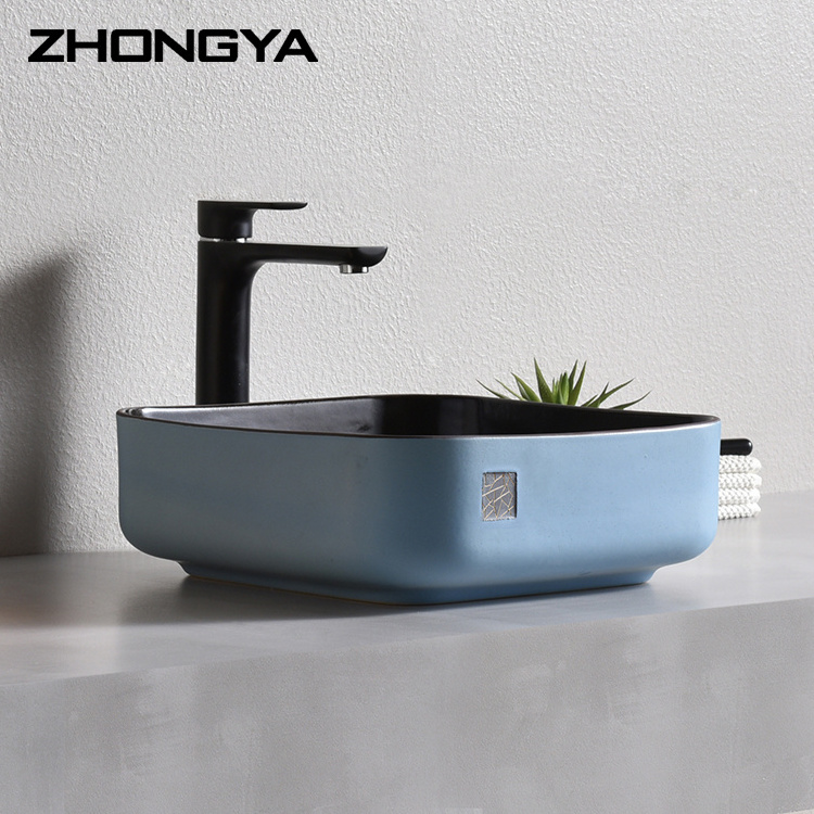 Table Top Basin Bathroom Sink Ceramic Counter Wash Basin Top Solid Surface Hand Rectangular Art Washing Hands Ceramic Glazed 30