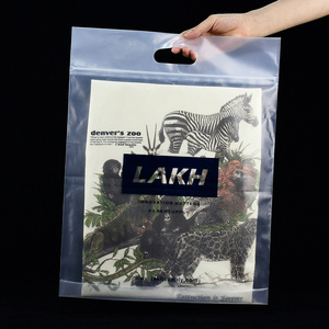 Custom Print LOGO Die Cut Clear Seal Thick Shopping Ziplock Bag Reinforce Handle PE Plastic Die- Cut Transparent Zip Lock with