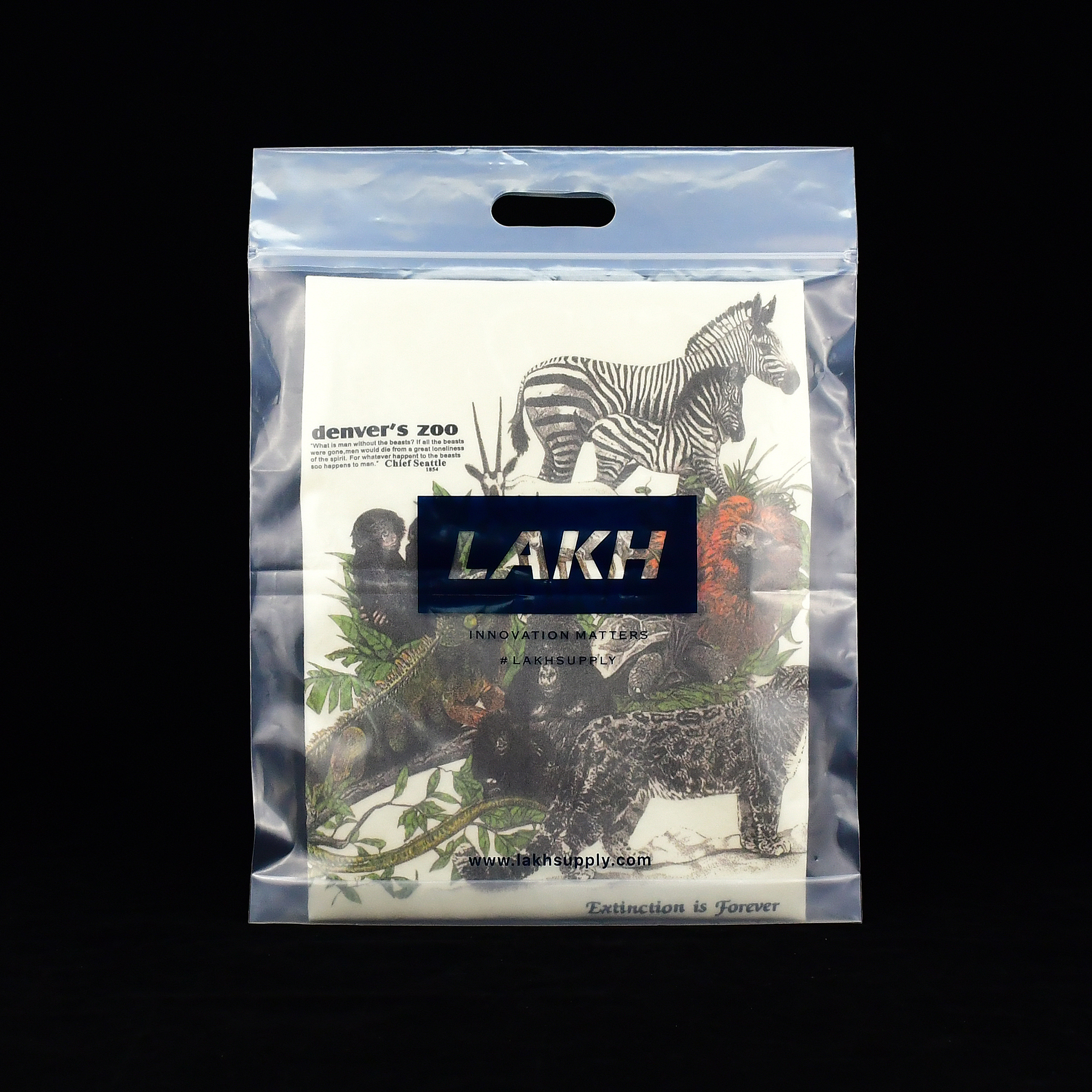 Custom Print LOGO Die Cut Clear Seal Thick Shopping Ziplock Bag Reinforce Handle PE Plastic Die- Cut Transparent Zip Lock with