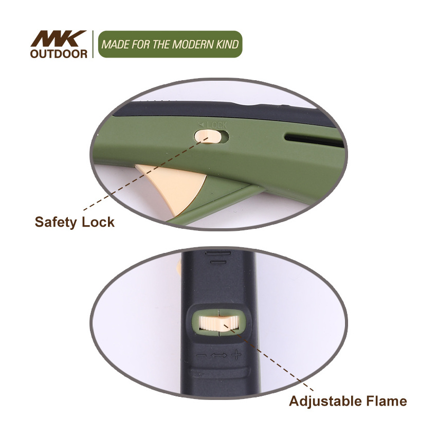 MK wholesale candle kitchen lighters fire custom barbecue camping lighter long bbq kitchen gas flame gun lighter