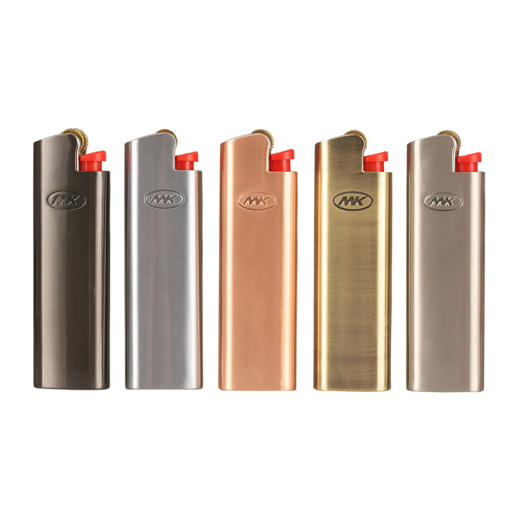 MK 2022 NEWEST FACTORY HOT SELLING LIGHTER CASE WHOLESALE  COOL FIRE  DISPOSABLE FLINT LIGHTER BUTANE GAS METAL LIGHTERS