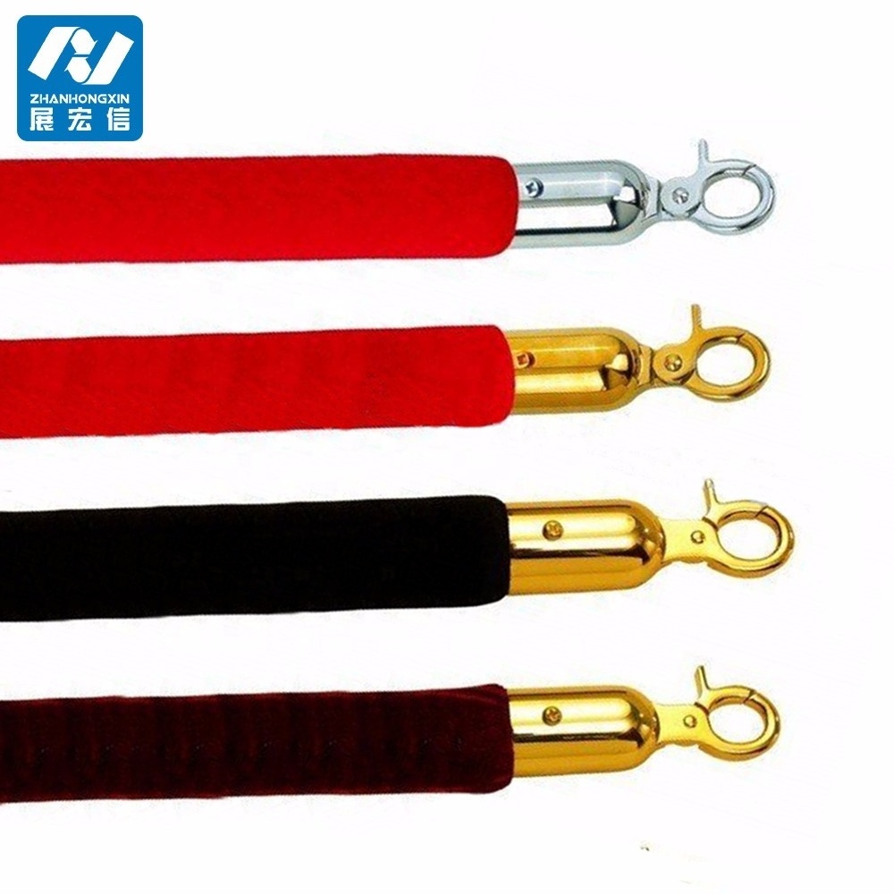 Black velvet rope barrier for queue stanchion for sale