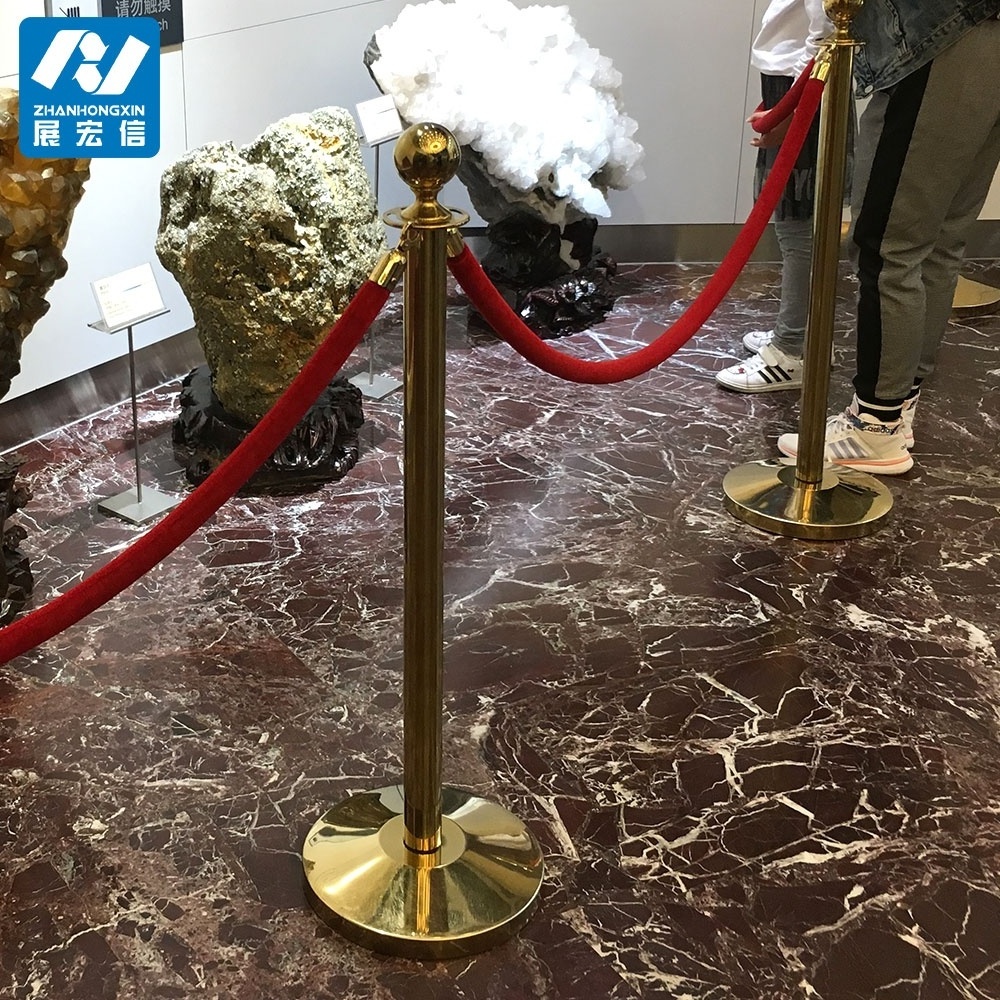 2024 bank high quality golden rope stanchion pole red carpet hire pole and rope barrier