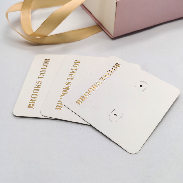 Custom Logo Printing Embossed Gold Foil Paper Earrings Card Necklace Paper Jewelry Display Card