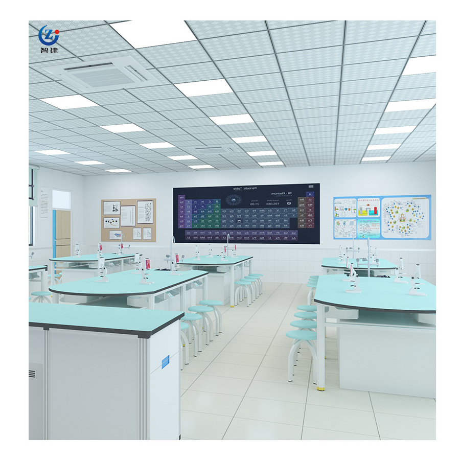 School students octagonal shape lab bench